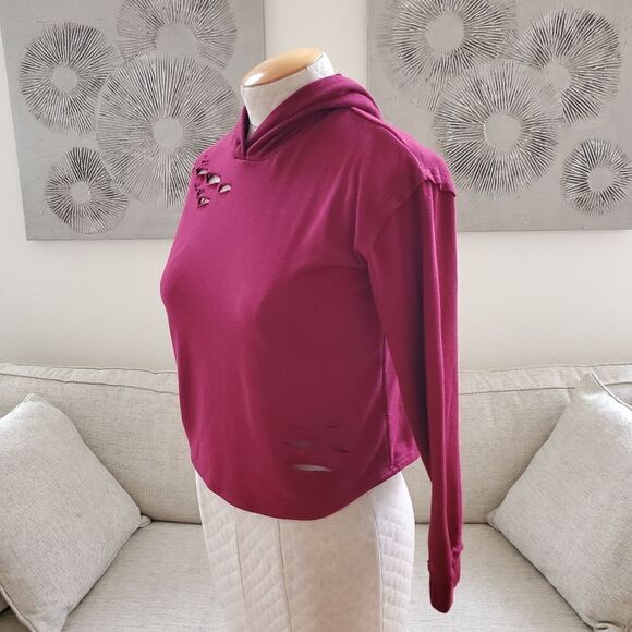 Ten Sixty Sherman Girls: Deconstructed Hoodie - size Medium in Maroon - Picture 4 of 11